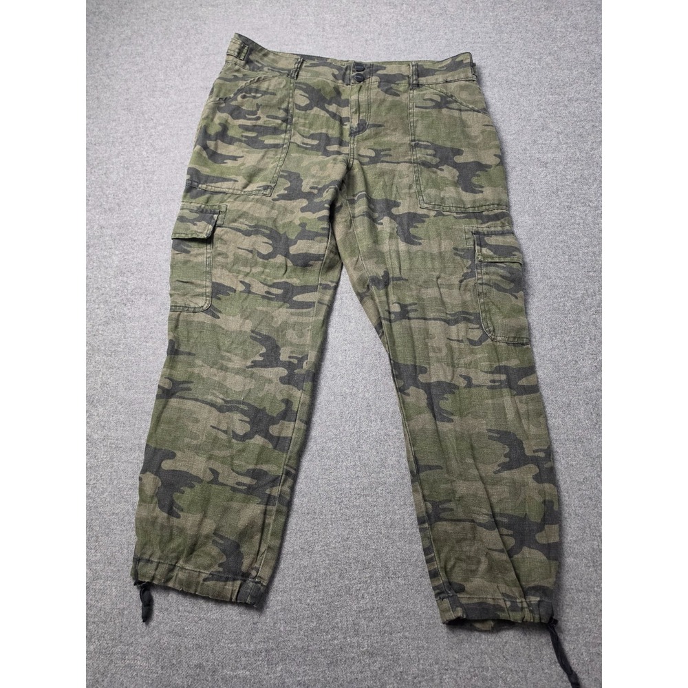 Sanctuary x Anthropologie Cargo Pants Womens 29 Green Army Camo Linen Jogger